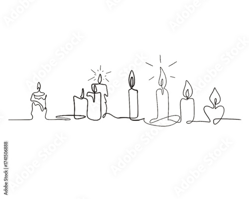 black and white vector of burning candles surrounded by hearts