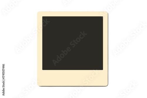 Vintage instant photo frame vector illustration. Blank retro photograph template for mockup. Nostalgic memory picture border isolated on white background. Photography concept.