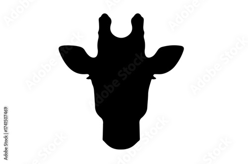 Giraffe Face Silhouette - Giraffe Head Forward Direct Frontal