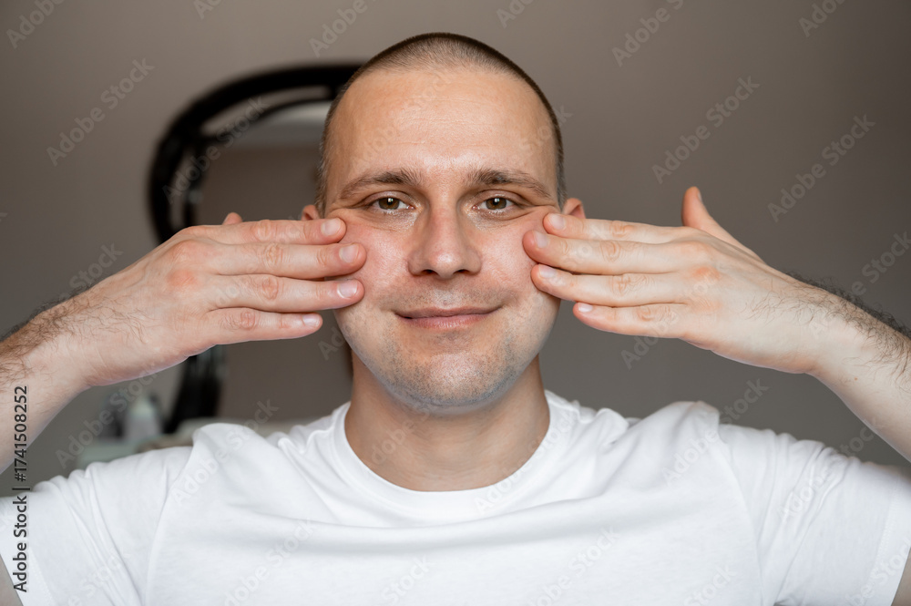 Fototapeta premium Man Skincare – Face Massage at Home