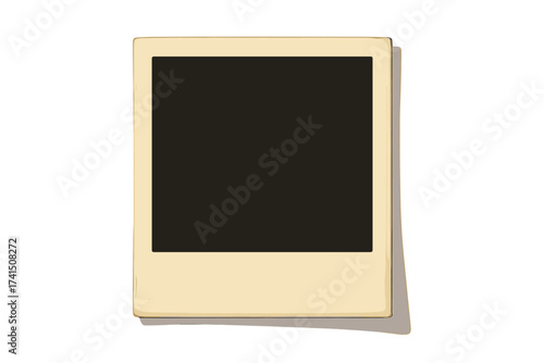 Retro photo frame with shadow on transparent background. Blank instant camera picture border for vintage memory. Nostalgic photography mockup vector illustration design element.
