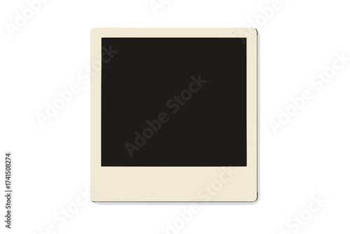 Retro photo frame with shadow. Vector illustration of an empty vintage instant picture. Blank template mockup for photography album, memory, or snapshot on white background.