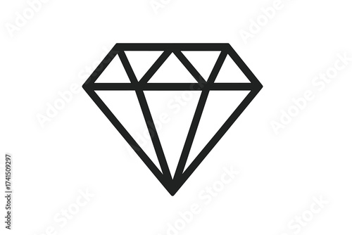Diamond icon vector. Jewel brilliant gemstone symbol. Luxury crystal logo sign isolated on white background. Jewelry fashion element. Outline expensive gem shape design.