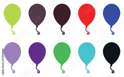 “Colorful Balloon Vector Set – 3D Party Balloons and Hot Air Balloon Icons for Celebration, Travel, Festival, and Tourism Design”
