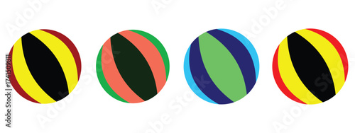 "Colorful Beach Ball Vector Icon Set – Summer Fun, Inflatable Toy, Sandcastle and Travel Elements Collection"