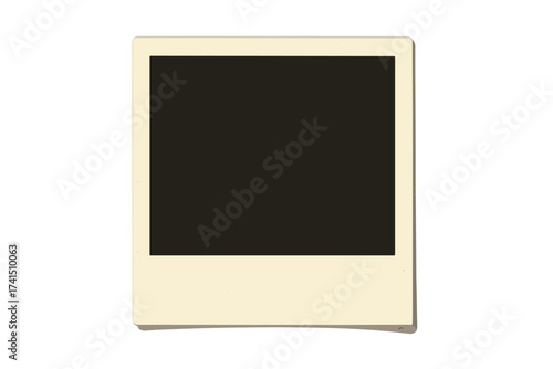 Retro photo frame with shadow. Blank instant picture template. Vector illustration of a nostalgic memory photograph border. Empty vintage mockup isolated on white background.
