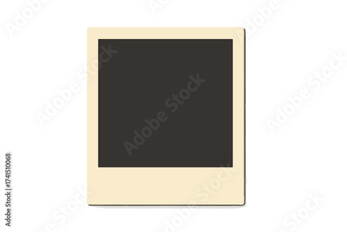Retro photo frame with shadow. Vector illustration of a blank instant camera picture. Empty vintage photograph mockup template isolated on a white background. Nostalgia memory.