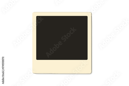 Retro photo frame with shadow vector. Blank polaroid mockup template. Vintage instant camera picture. Empty snapshot isolated on white background. Nostalgia memory photography.