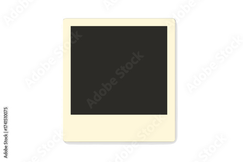 Retro instant photo frame with shadow, vector illustration. Blank vintage picture border isolated on white. Empty photography mockup template for memory, album or design.
