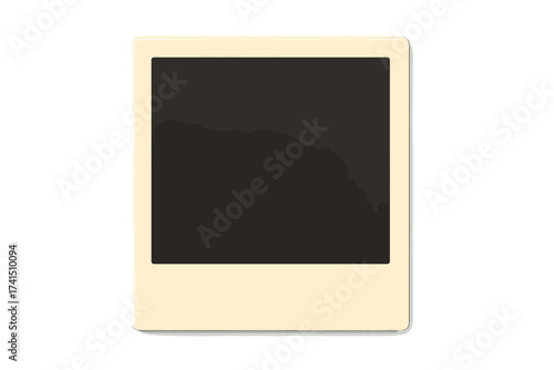 Retro photo frame with shadow. Blank instant camera picture. Vintage photography template. Vector illustration isolated on white. Realistic empty photograph for memory album.