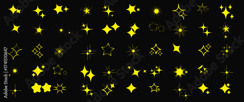 Star Sparkle icon Collection, Vector Design of Decorative Elements. shiny twinkle allow star