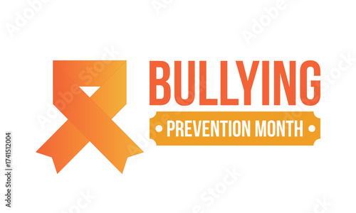 National Bullying Prevention Month in October. Stop bullying. Annual nationwide campaign to keep all youth safe from bullying. Orange color. Poster, card, banner, background. Vector illustration