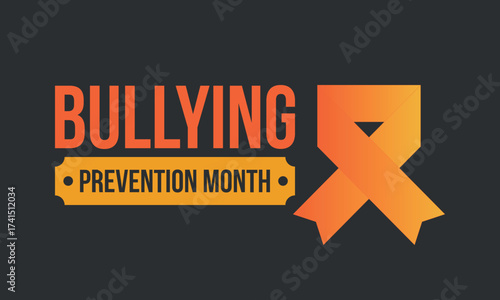 National Bullying Prevention Month in October. Stop bullying. Annual nationwide campaign to keep all youth safe from bullying. Orange color. Poster, card, banner, background. Vector illustration