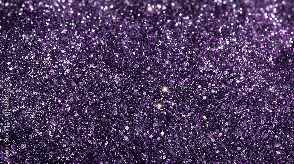 Obraz premium Close up macro shot of sparkling deep purple glitter texture with many tiny reflective particles creating a dazzling and luxurious background effect