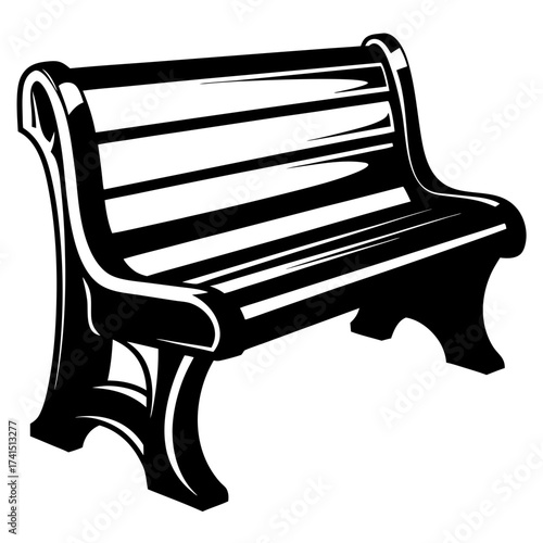 Black and white park bench vector illustration suitable for graphical design