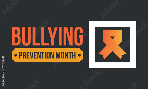 National Bullying Prevention Month in October. Stop bullying. Annual nationwide campaign to keep all youth safe from bullying. Orange color. Poster, card, banner, background. Vector illustration