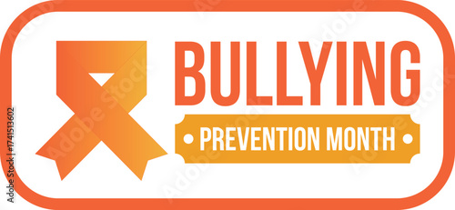 National Bullying Prevention Month in October. Stop bullying. Annual nationwide campaign to keep all youth safe from bullying. Orange color. Poster, card, banner, background. Vector illustration
