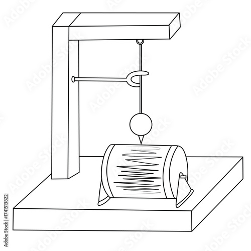 Science of hand drawn vector diagram of sesimograph  outline.