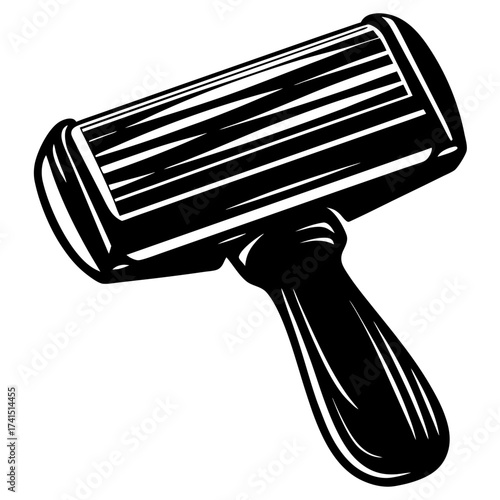 Monochromatic illustration of a linoleum roller used for printmaking purposes and other tasks