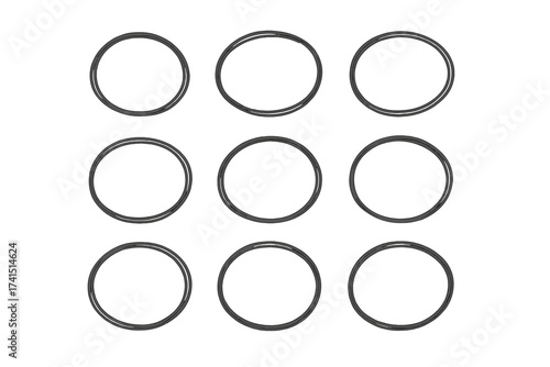 Hand drawn circle set with highlight effect, vector illustration of sketch style round shapes on transparent background, versatile design elements for creative projects, ordered collection