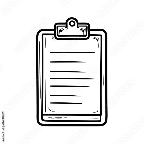Simple, outlined clipboard with horizontal lines