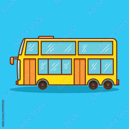 Simple Double Decker city bus Vector Illustration. Transportation Icon Concept Isolated. Flat Cartoon Style Suitable for  Cover, Page, Banner, Flyer, Sticker, Card, Education