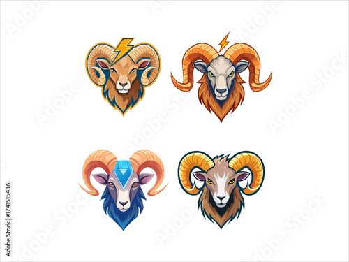 Geometric Ram Head Emblem
