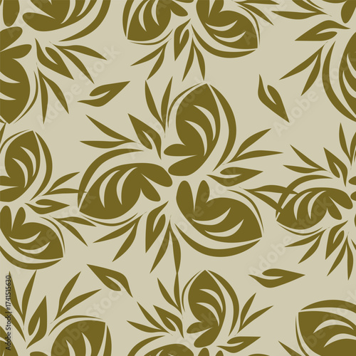 Abstract seamless floral pattern. Spring Trendy flowers print, Plant background, design for fabric, cloth design, covers, wallpapers, print, scrapbooking