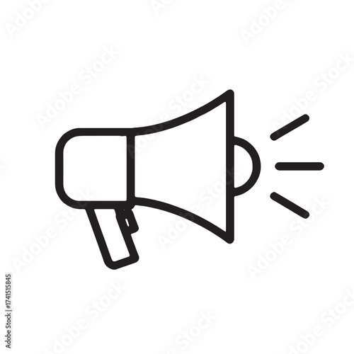 Simple outline icon of a megaphone announcing information