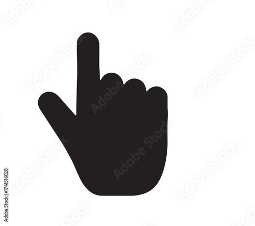 Black silhouette of a hand pointing upwards with index finger