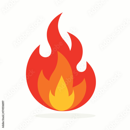 Vector illustration Stylized red orange yellow flame icon on white background fire