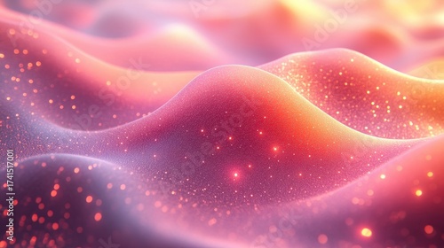 Abstract Colorful Waves with Sparkling Highlights and Soft Texture