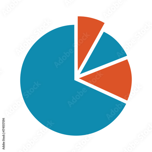 Pie chart icon for business statistics finance data analysis report infographic clean vector illustration design