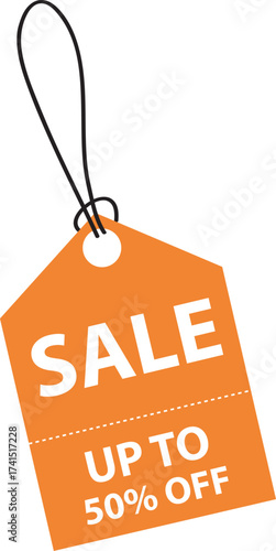 Sale Up to 50% Off Hang Tag - Vibrant Orange Design