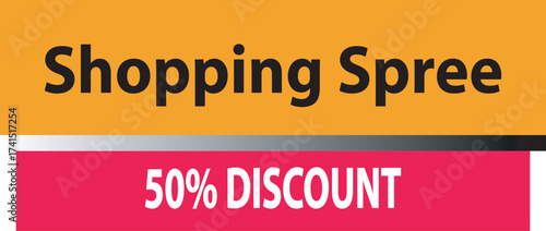 "Shopping Spree 50% Discount Banner - Orange and Pink Design"