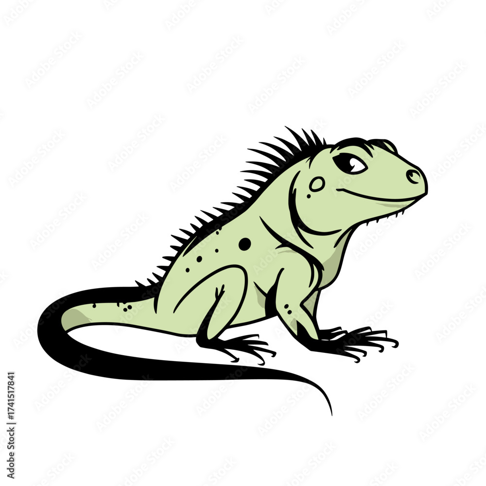 Fototapeta premium Iguana. Iguana simple black and white line art vector logo