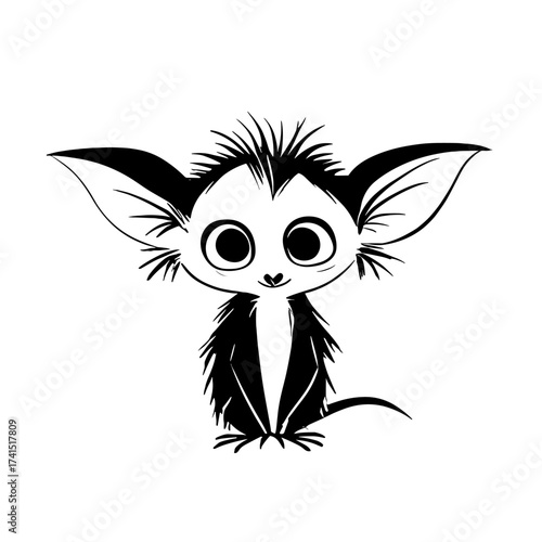 Aye-aye. Aye-aye simple black and white line art vector logo