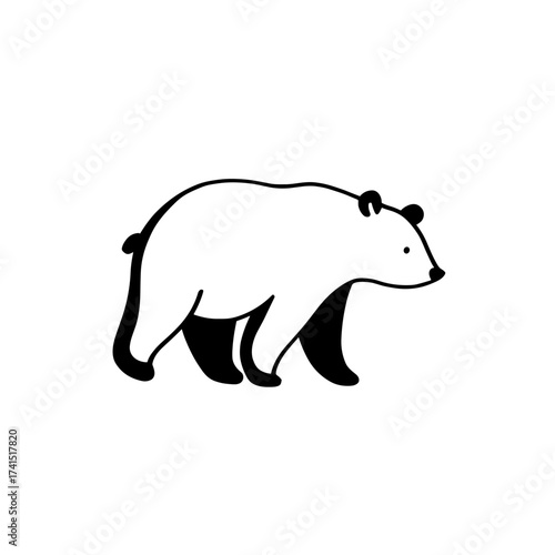 Brown Bear. Brown Bear simple black and white line art vector logo