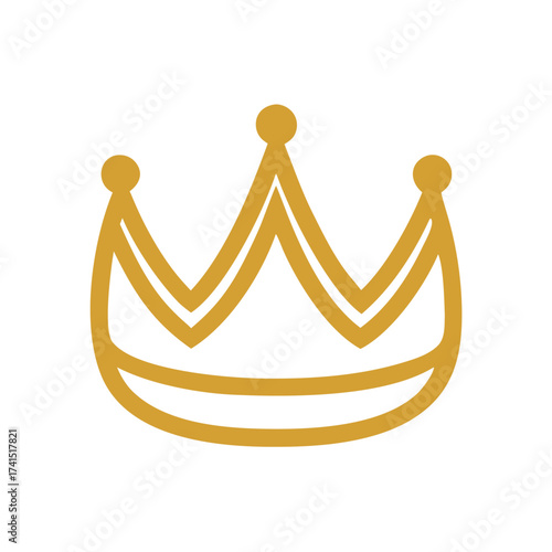 Vector illustration Golden crown icon with simple outline on white background royal