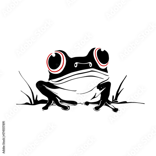 Tree Frog. Tree Frog simple black and white line art vector logo