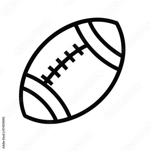 Vector illustration Black outline of a football on a white background american sport