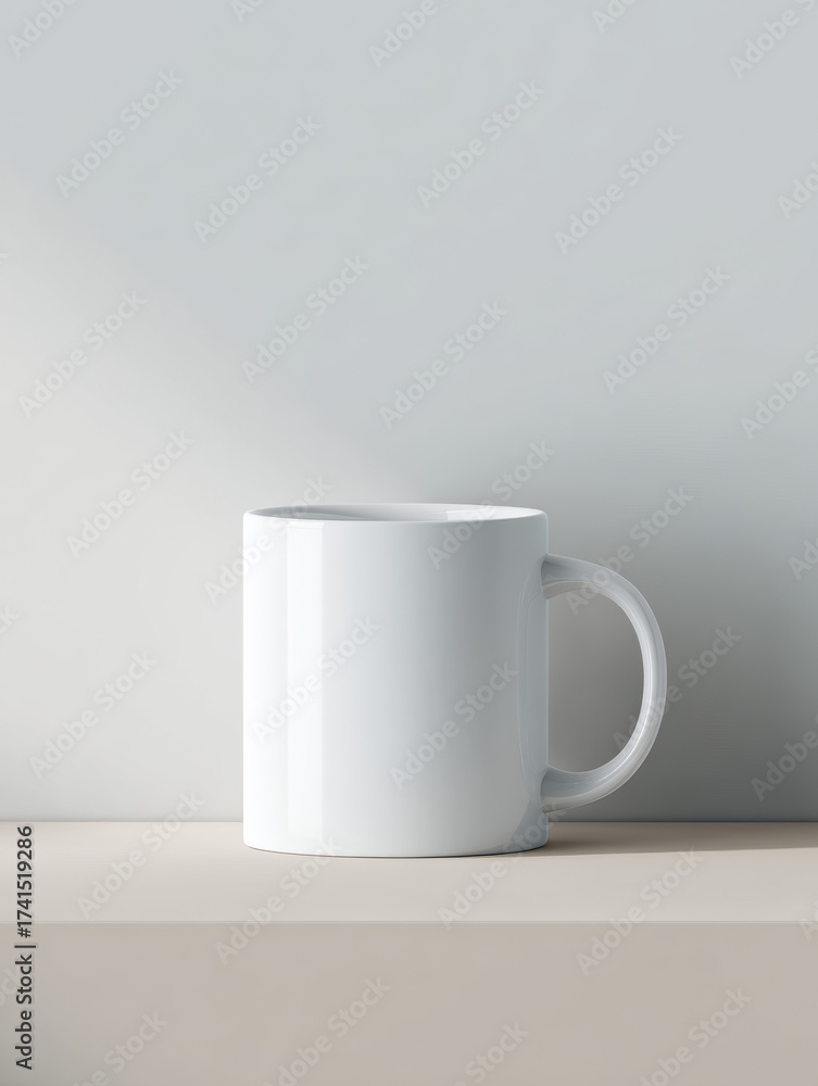 Obraz premium Minimalist White Mug on Simple Surface