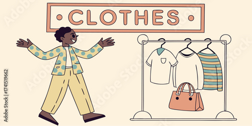 Cheerful clothes shop owner welcomes you to browse the latest fashion trends today
