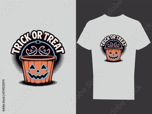 Retro Trick-or-Treat Candy Bucket  Vintage Halloween T-Shirt 