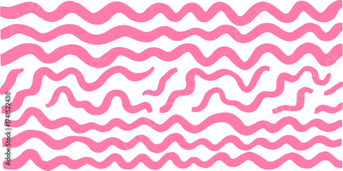 Pink seamless pattern of wavy lines. Abstract pink wavy lines background. Pink wavy lines against a pristine white background.