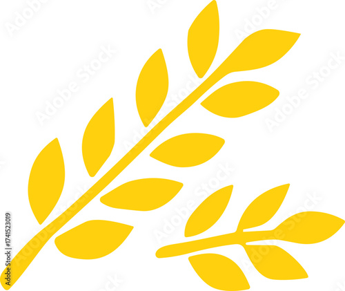 A simple yellow wheat illustration symbolizing agriculture, harvest, grain production, and natural organic food.
