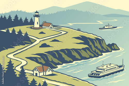 Whidbey Island in Washington, lighthouses, historic forts, and ferry docks with Puget Sound views