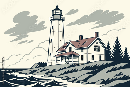 Whitefish Point Lighthouse in Michigan, tall white tower guiding ships along Lake Superior’s “Shipwreck Coast”