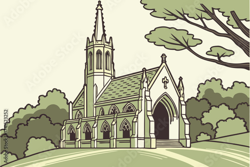 Washington Memorial Chapel in Valley Forge, Pennsylvania, Gothic Revival stone chapel surrounded by historic parkland