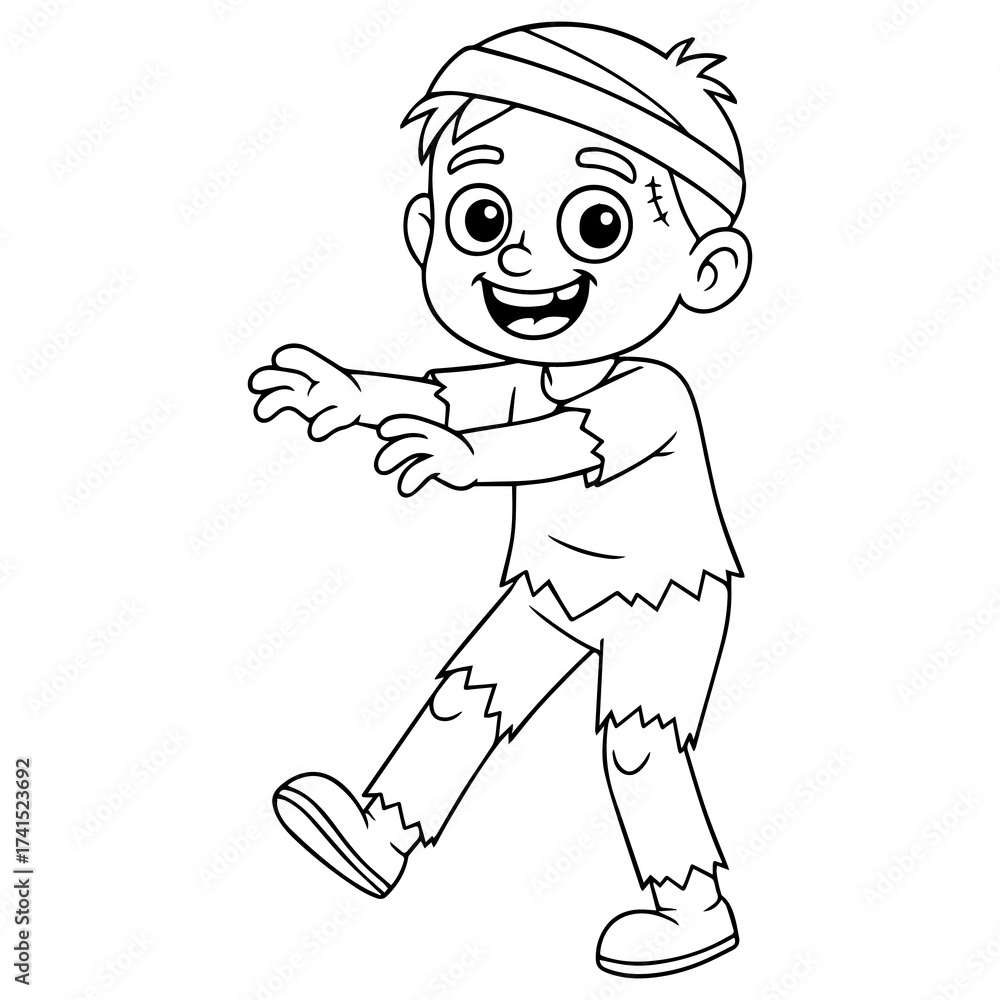 Fototapeta premium cartoon zombie boy running